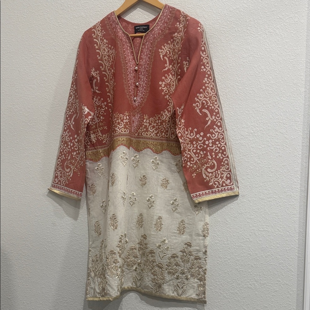Elegant Red and Cream Women's Top